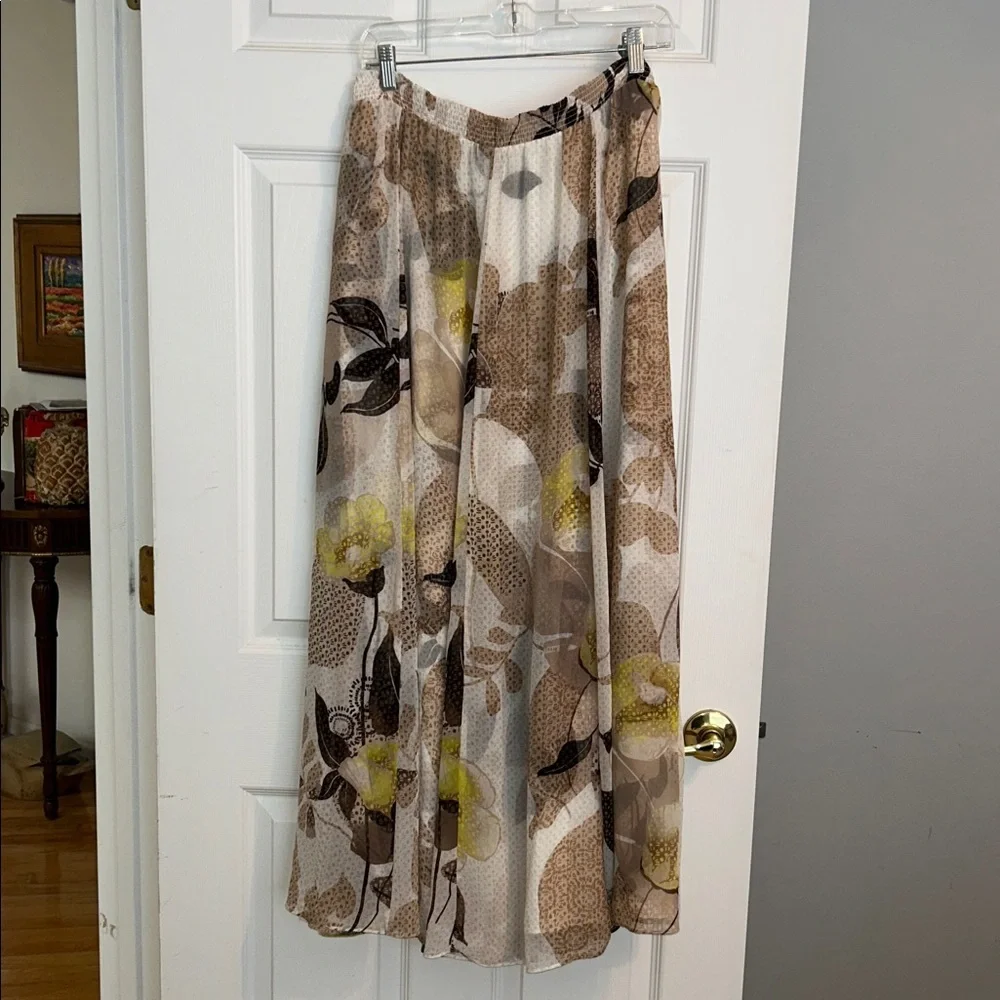 White House Black Market White Multi Floral Maxi Skirt